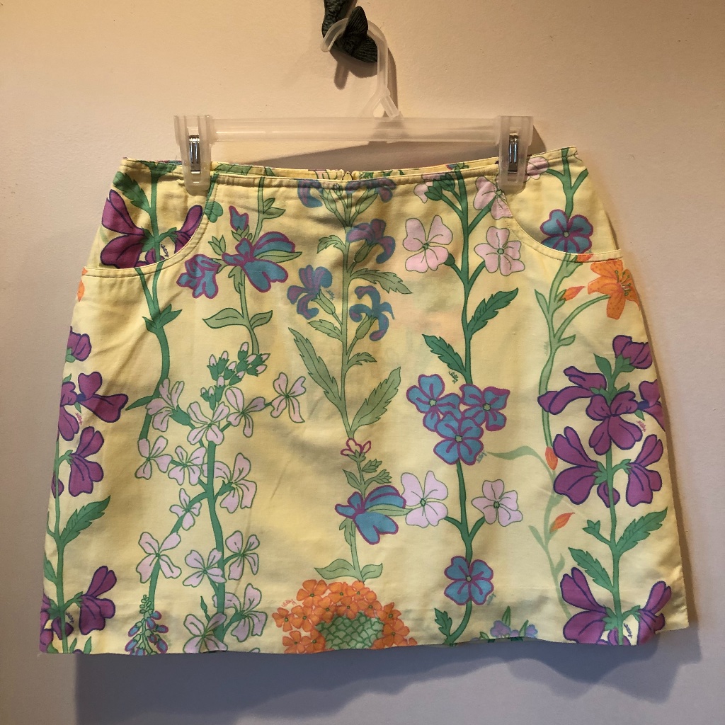 Lilly Pulitzer Skirt Size 10 Floral Print White Label Vintage